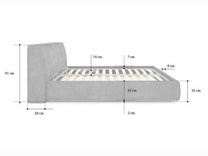 Кровать Сонум Altea Рогожка Пепельная 90х190